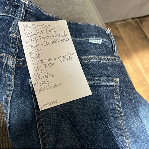 MOTHER Insider Crop Step Fray Jeans in Clean Sweep Wash Medium Blue / Whiskered - Picture 10 of 10